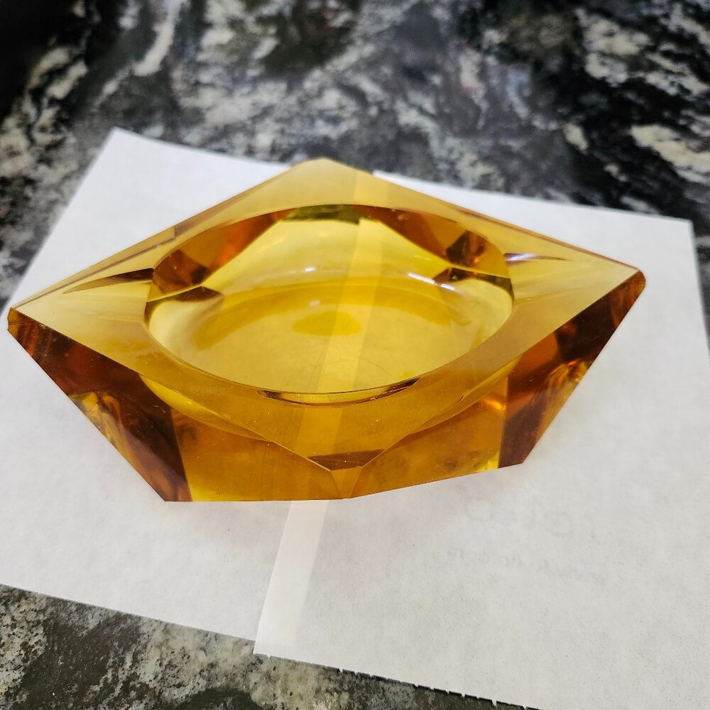 Italian Ochre Marquise Ashtray or Catchall by Flavio Poli for Seguso, 1960s